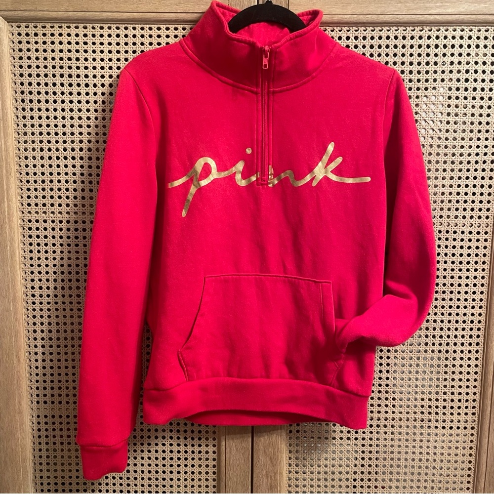 Victoria Secret PINK Sweatshirt Womens Size M Pull Over 1/4 Zip